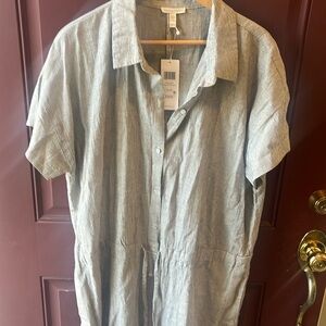 Eileen Fisher Classic Black and White striped Jumpsuit XL